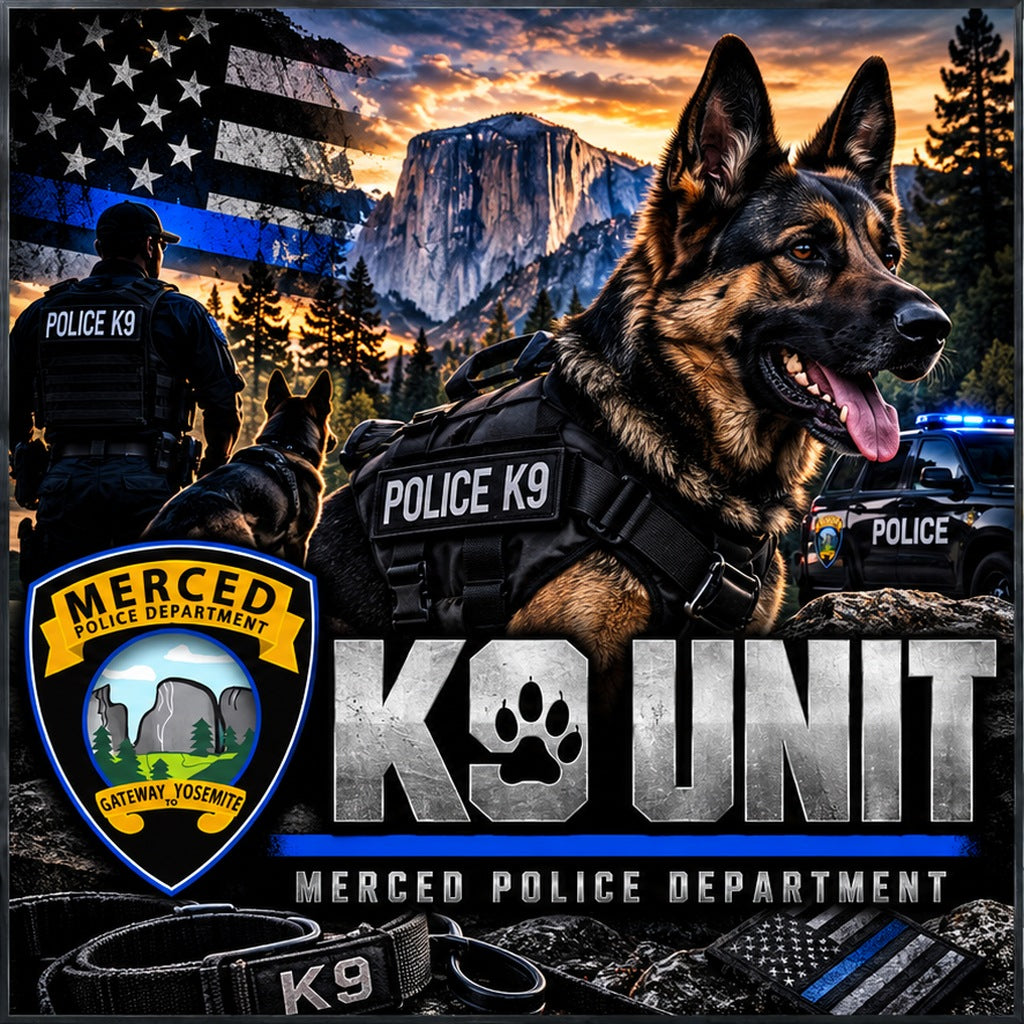 Merced Police Department K9 Unit collection cover featuring canine team merchandise