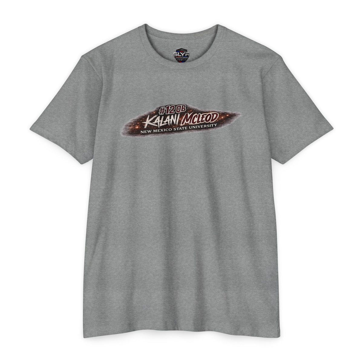 McLeod #12 New Mexico State football T-shirt by SLYR Apparel - product view 1
