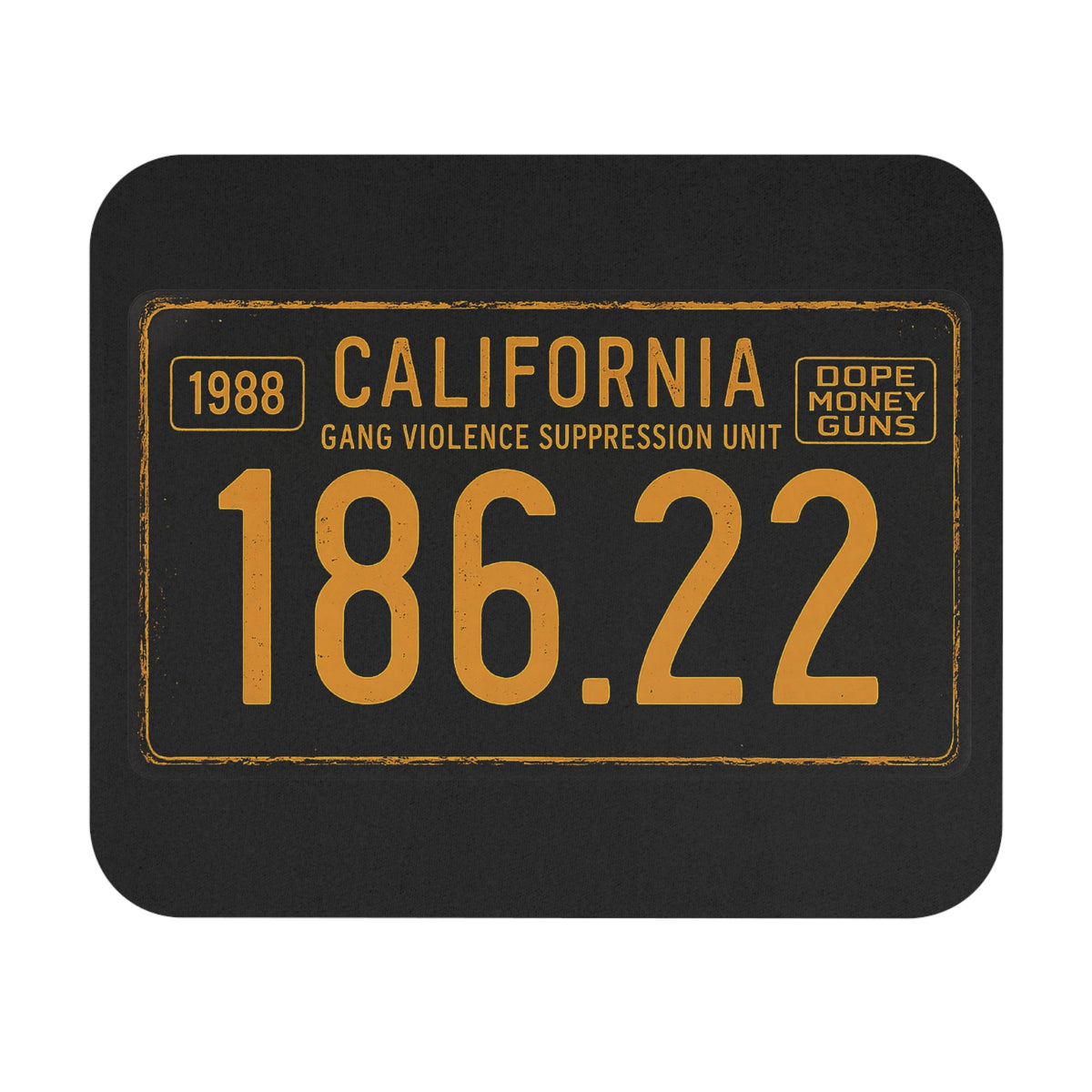 California License Plate Mouse Pad — 186.22 Retro Plate Desk Mat 9"X8" by SLYR Apparel — product image 1