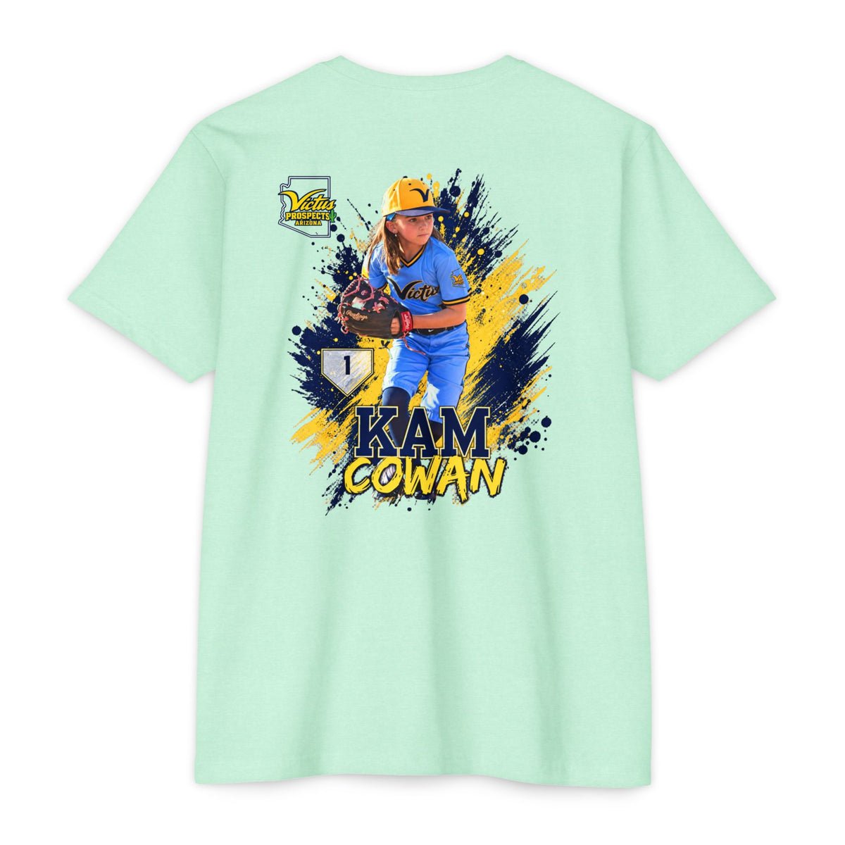 Kam Cowan youth baseball T-shirt personalized name and number graphic - SLYR Apparel