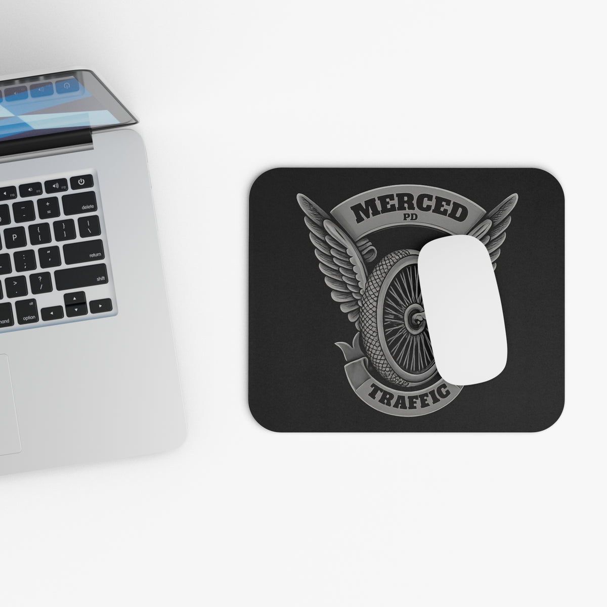 Merced PD Traffic Winged Wheel Mouse Pad 9"x8" by SLYR Apparel — product image 4