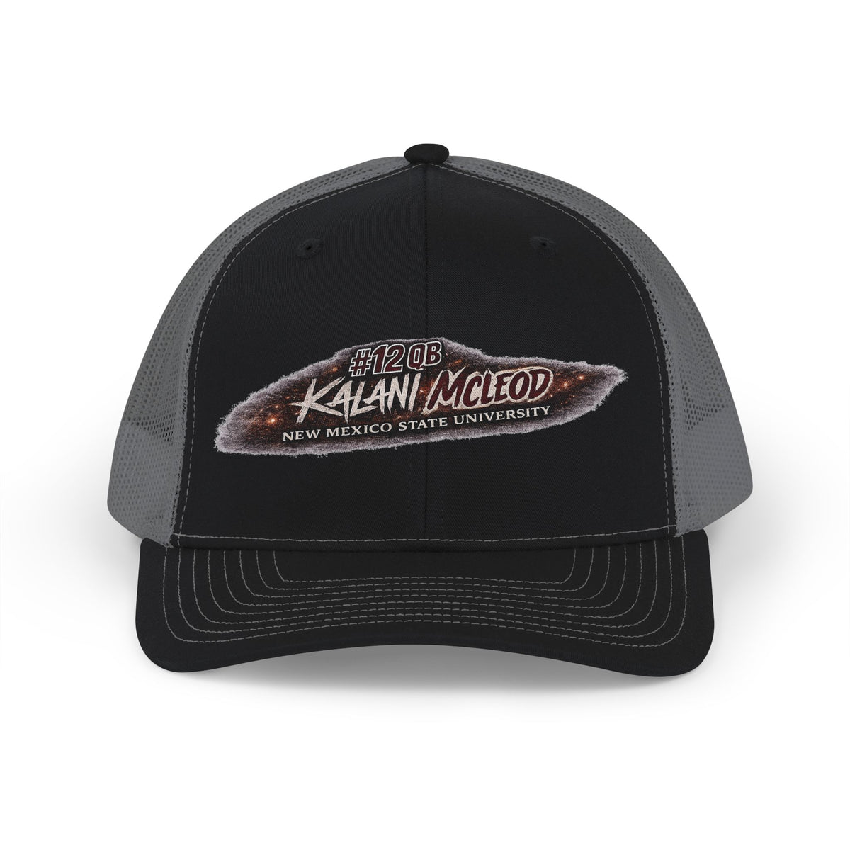 Kalani McLeod #12 New Mexico State trucker hat by SLYR Apparel - product view 1