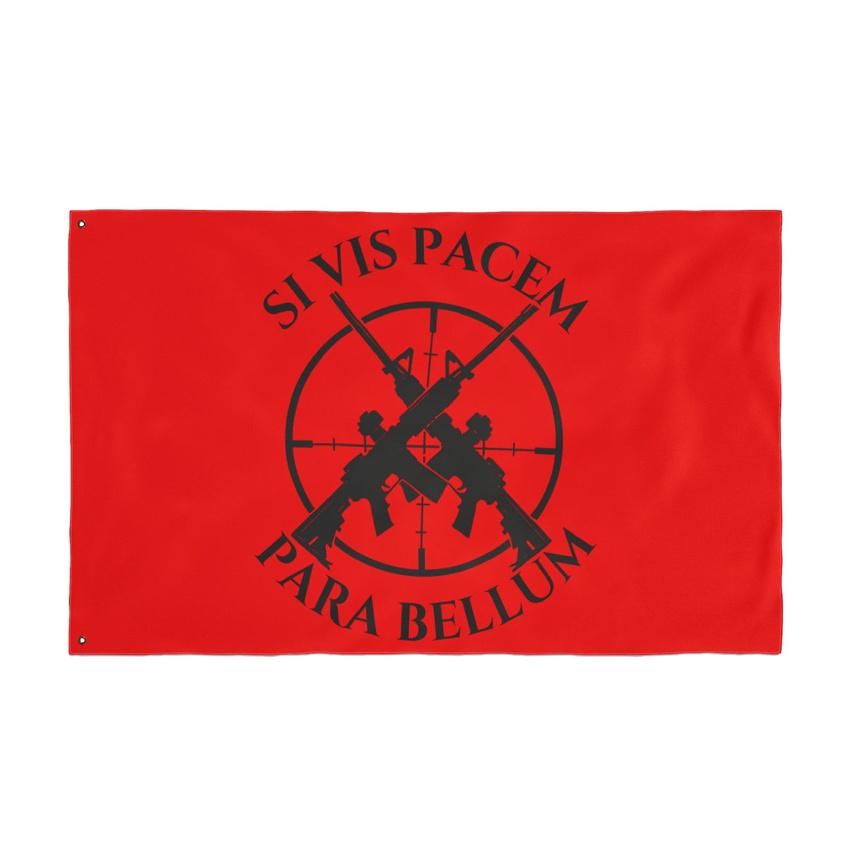 Si Vis Pacem Para Bellum Merced PD Range Team double-sided red and black flag