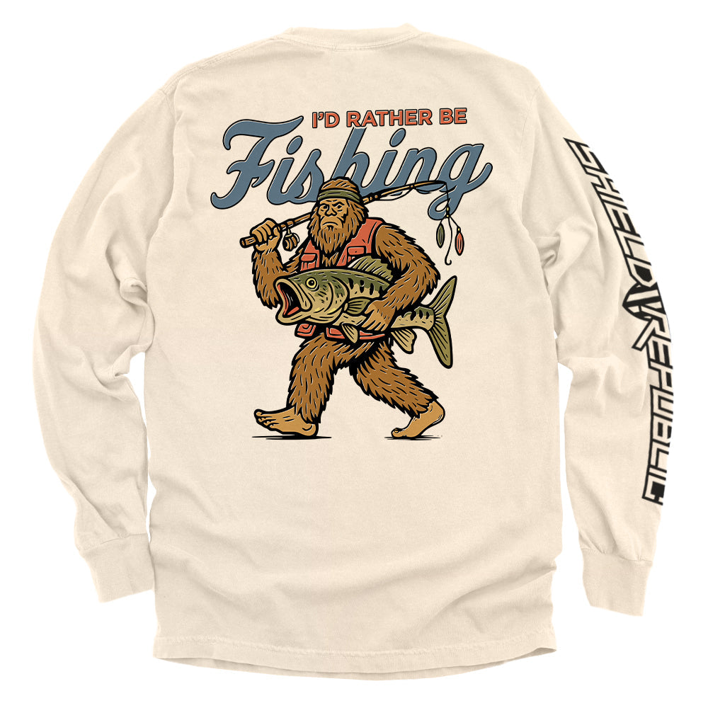 I'd Rather Be Fishing Bigfoot T-Shirt - SLYR Apparel