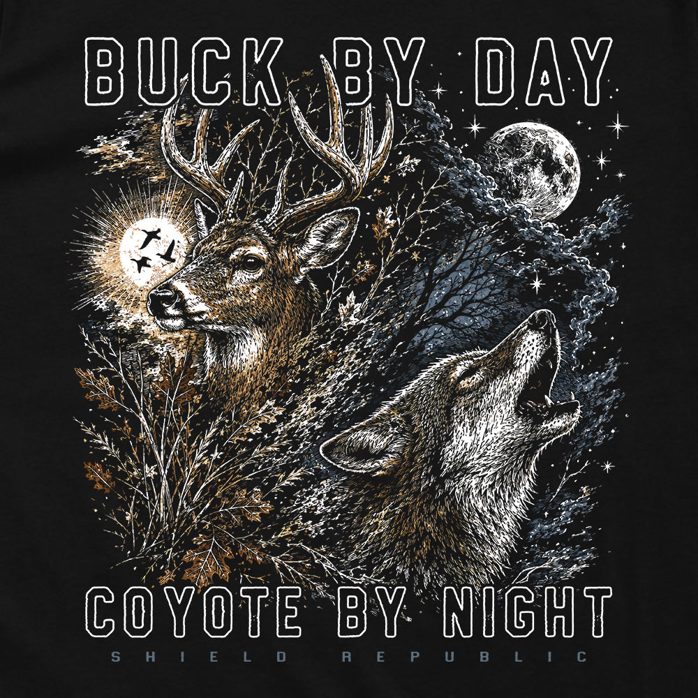 Buck by Day, Coyote by Night T-Shirt - SLYR Apparel