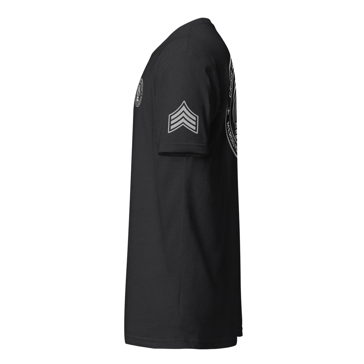 Left-side view of SLYR Apparel CNT Sergeant T-Shirt in black
