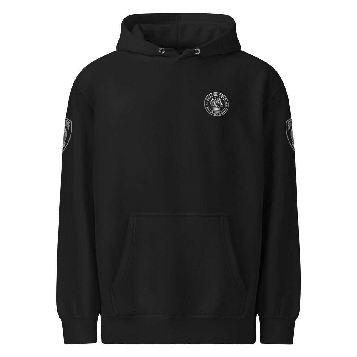 Front view of SLYR Apparel Crisis Negotiation Team Hoodie