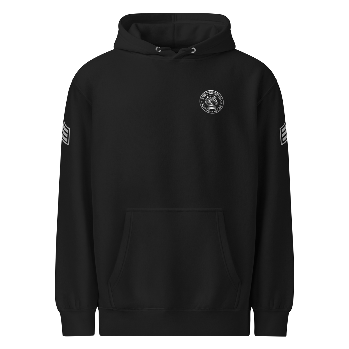 Front view of SLYR Apparel Crisis Negotiation Team Sergeant Hoodie