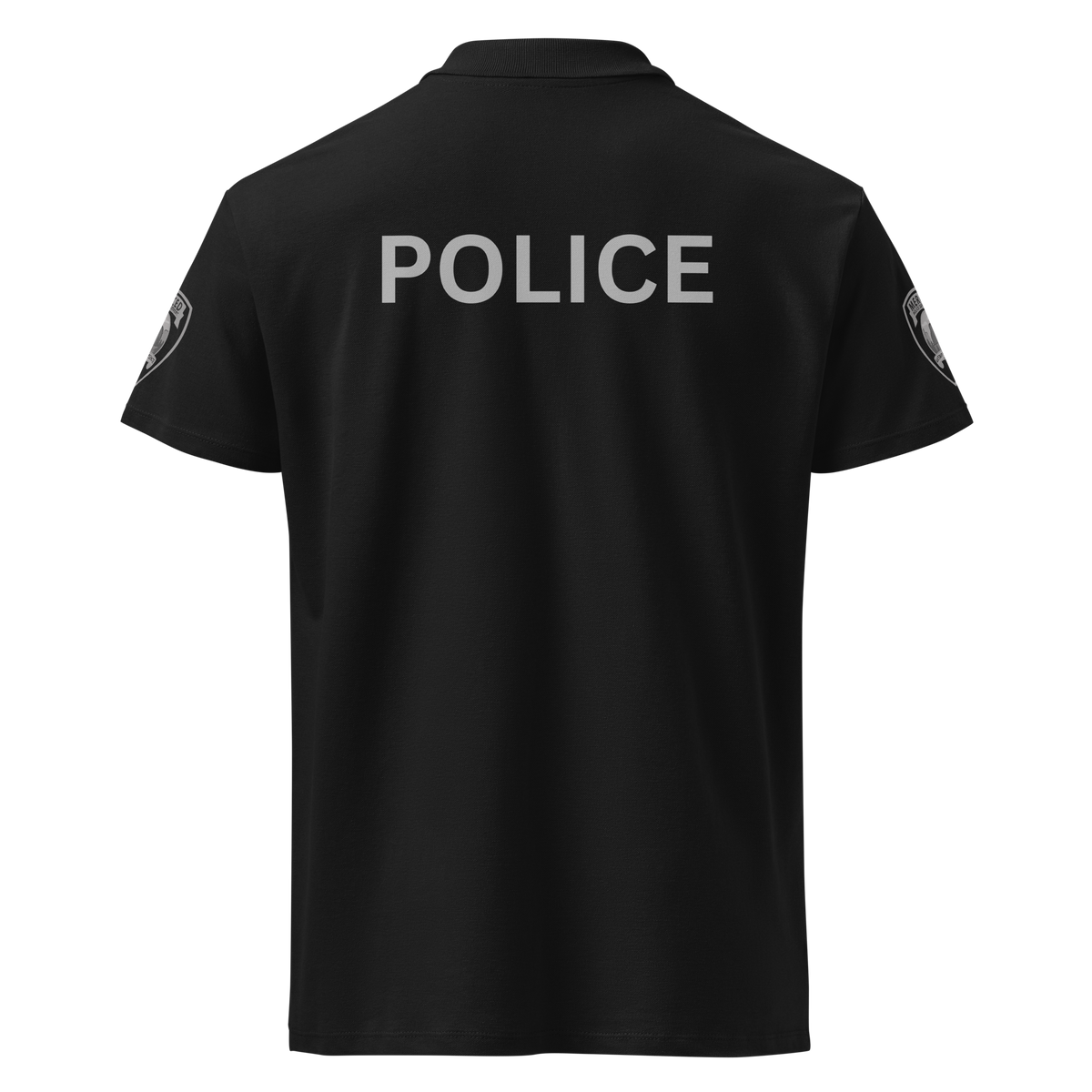 Back view of SLYR Apparel Merced PD Detective Polo Shirt