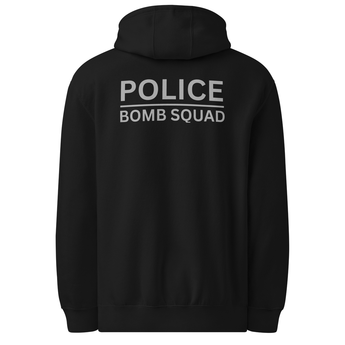 Back view of SLYR Apparel MPD Bomb Squad Hoodie in black