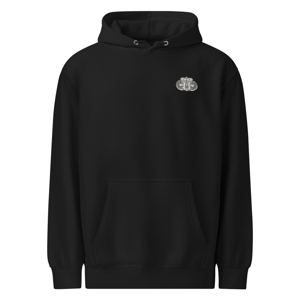 Front view of SLYR Apparel MPD Bomb Squad Hoodie in black