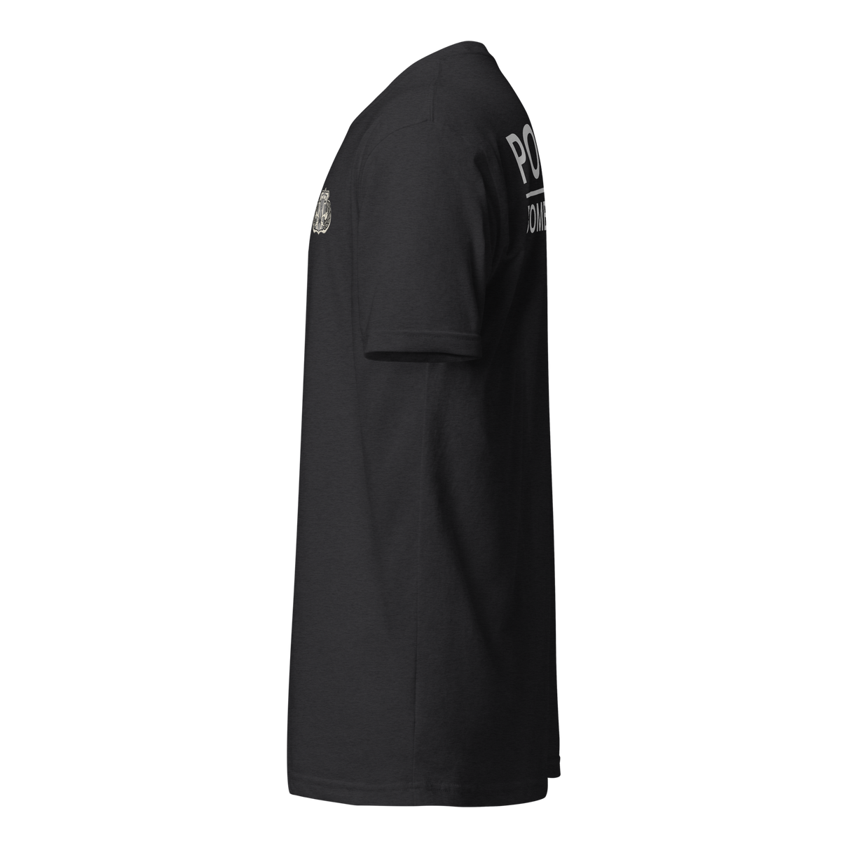 Left-side view of SLYR Apparel MPD Bomb Squad T-Shirt in black