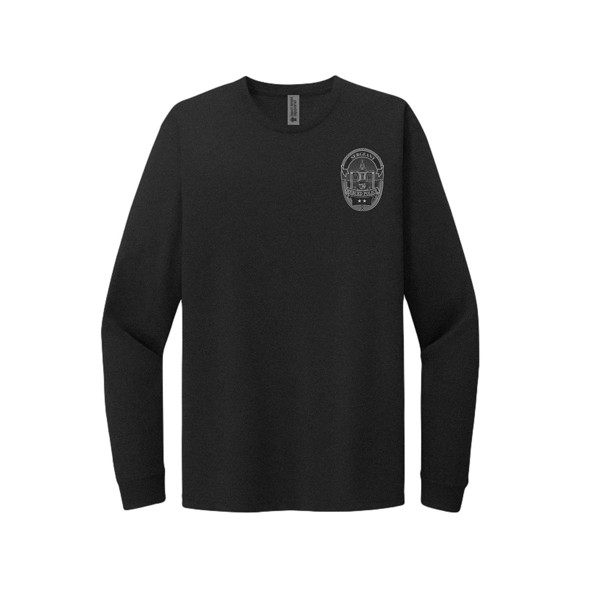 Merced Police Department Gang Sergeant D-Flex print CVC long-sleeve T-shirt – front view – SLYR Apparel