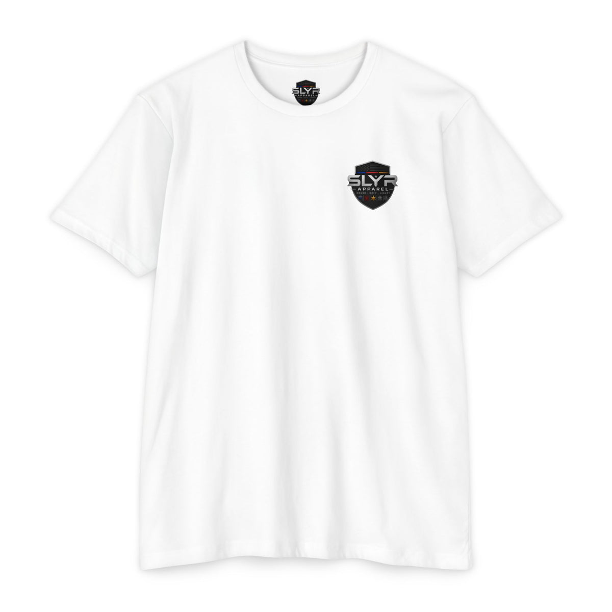 SLYR Apparel Shield distressed American flag graphic T-shirt