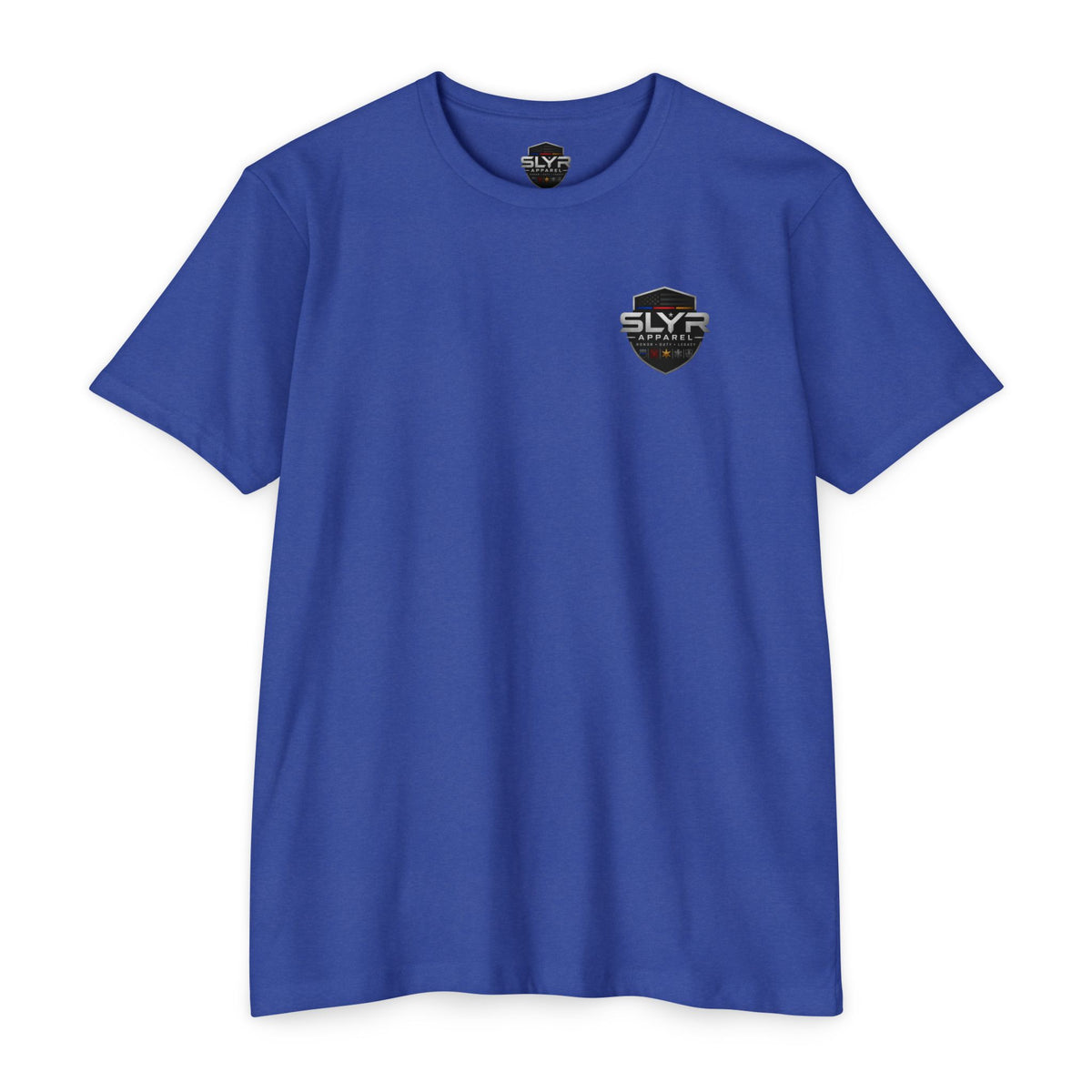 SLYR Apparel Shield distressed American flag graphic T-shirt