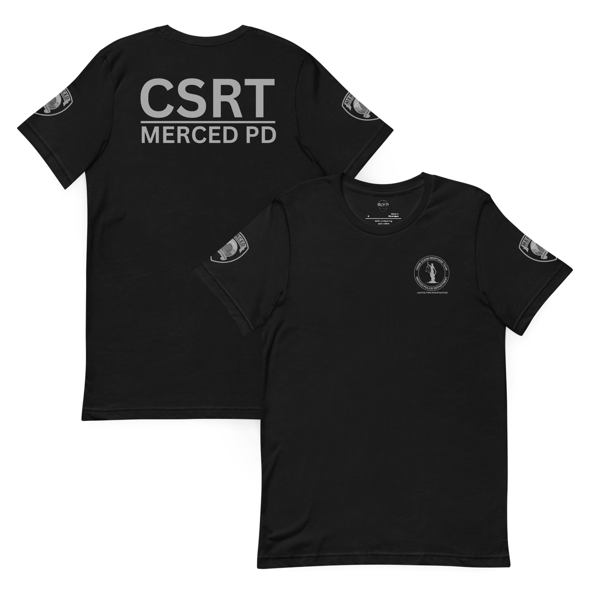 CSRT Member T-shirt by SLYR Apparel — front and back view