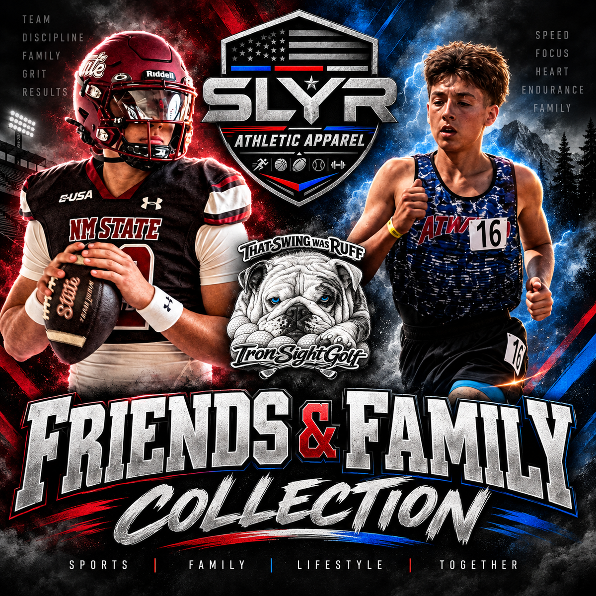 SLYR Apparel Friends & Family Collection featuring personalized sports apparel for athletes, families and supporters