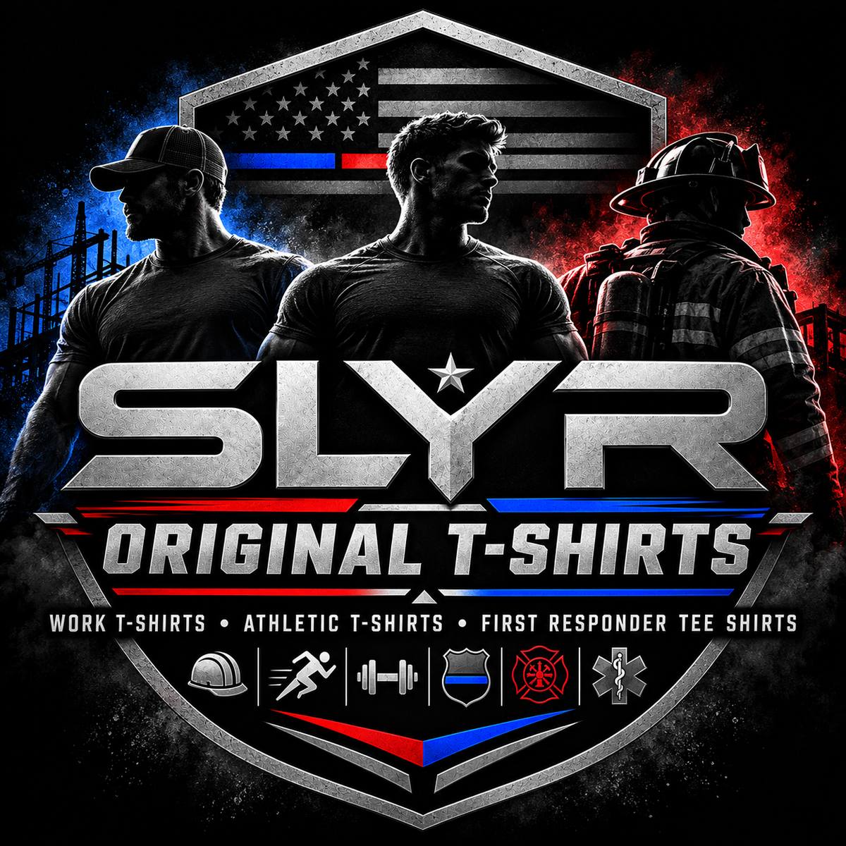 SLYR Original T-Shirts collection cover for first responder, military-inspired, and everyday graphic tees