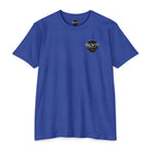 SLYR Apparel Shield T-shirt with distressed American flag and logo graphics