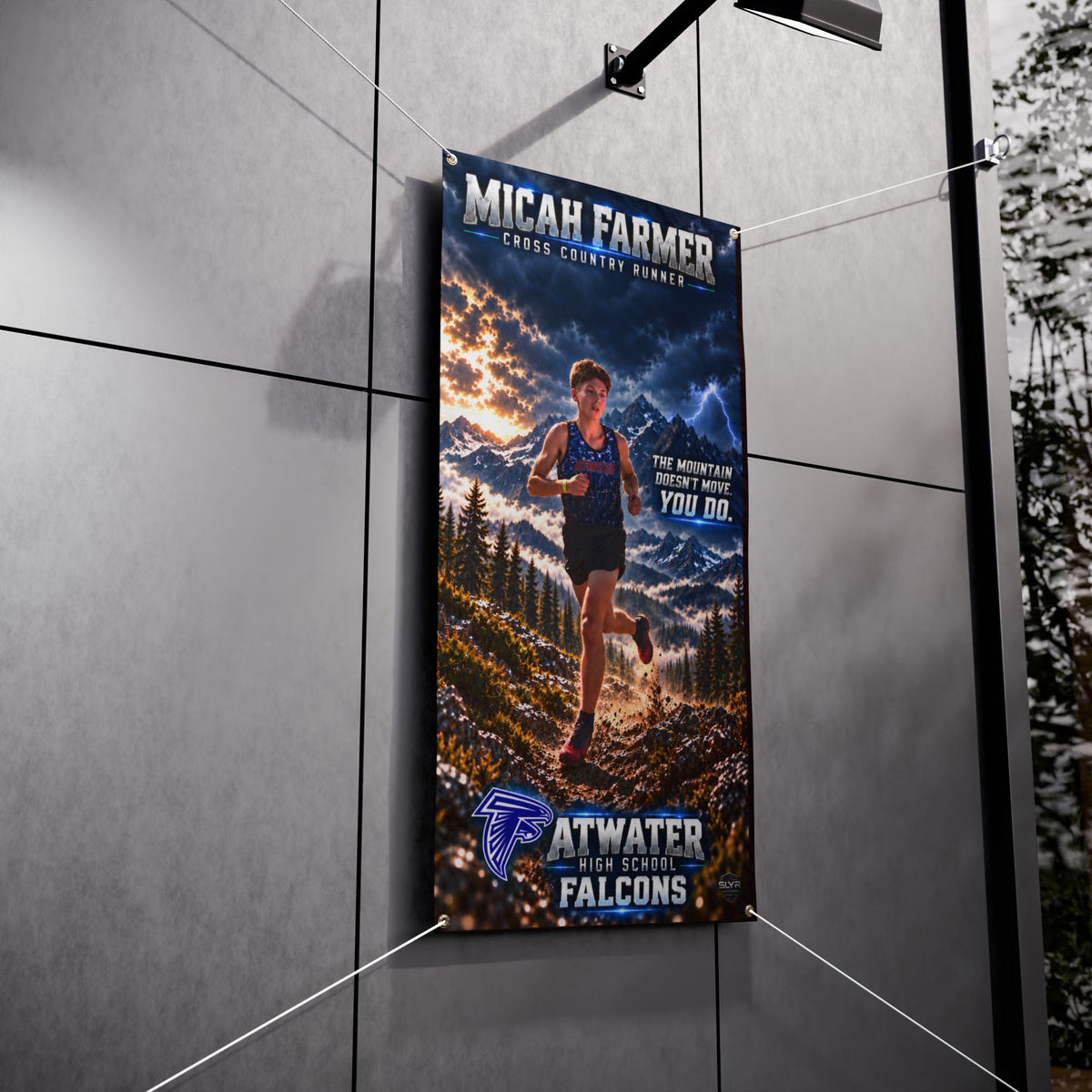 Micah Farmer runner support vinyl banner - SLYR Apparel