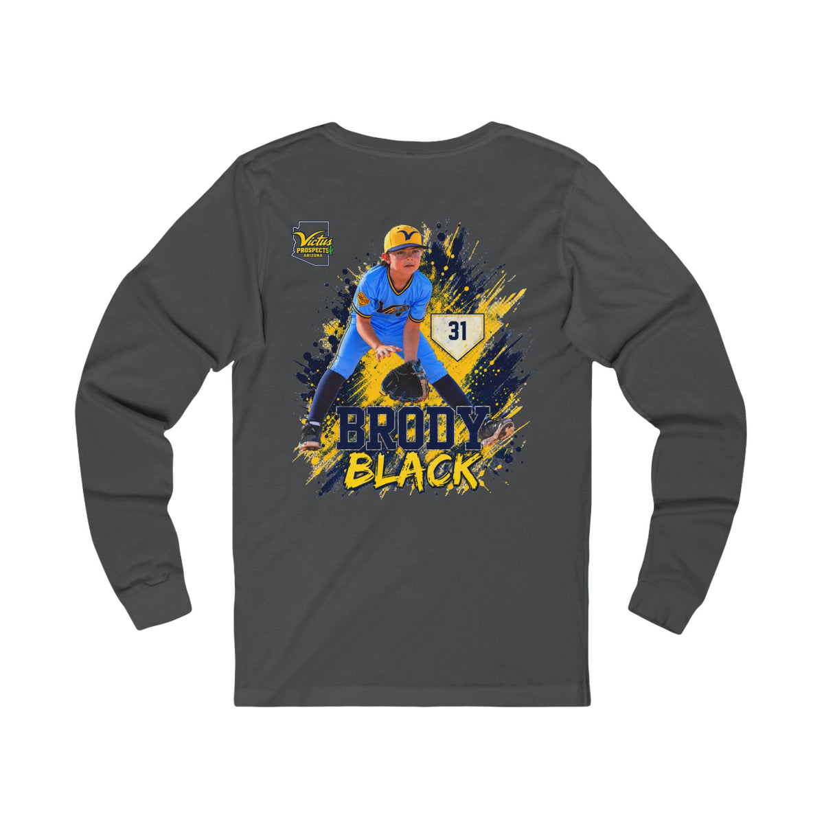 Brody Black #31 personalized baseball long sleeve tee - SLYR Apparel
