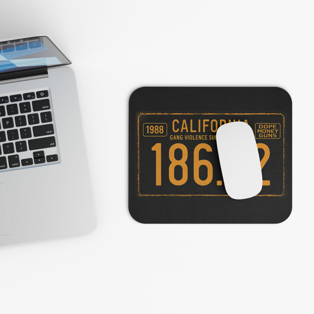 California License Plate Mouse Pad — 186.22 Retro Plate Desk Mat 9"X8" by SLYR Apparel — product image 4