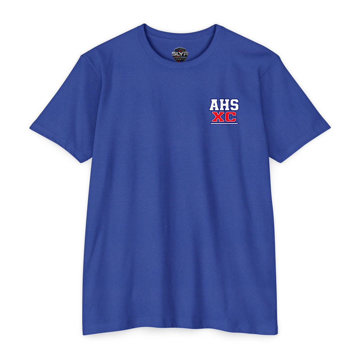 Run Atwater XC front and back cross country T-shirt by SLYR Apparel — product view 5