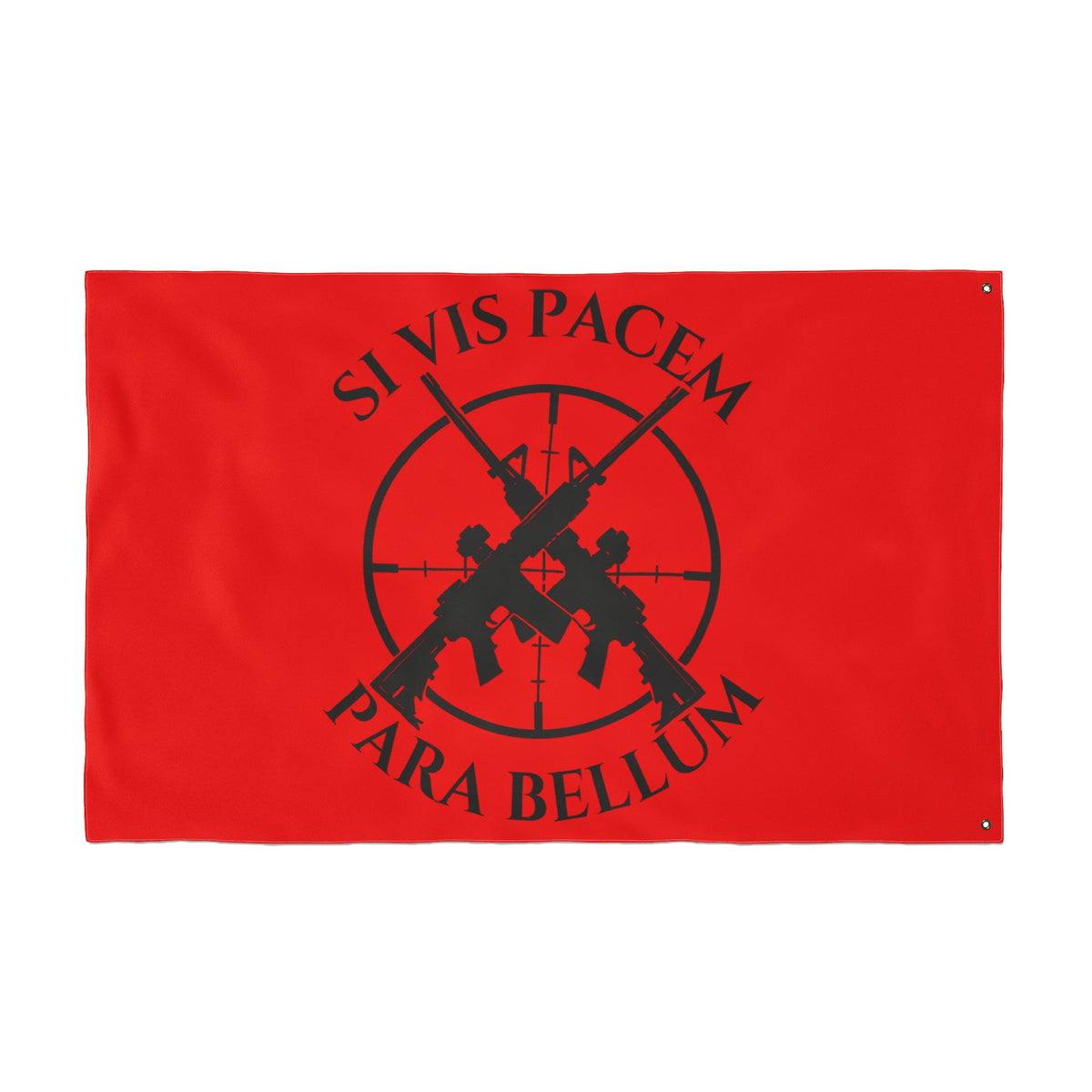 Merced PD Range Team flag with crossed rifles and Si Vis Pacem Para Bellum design