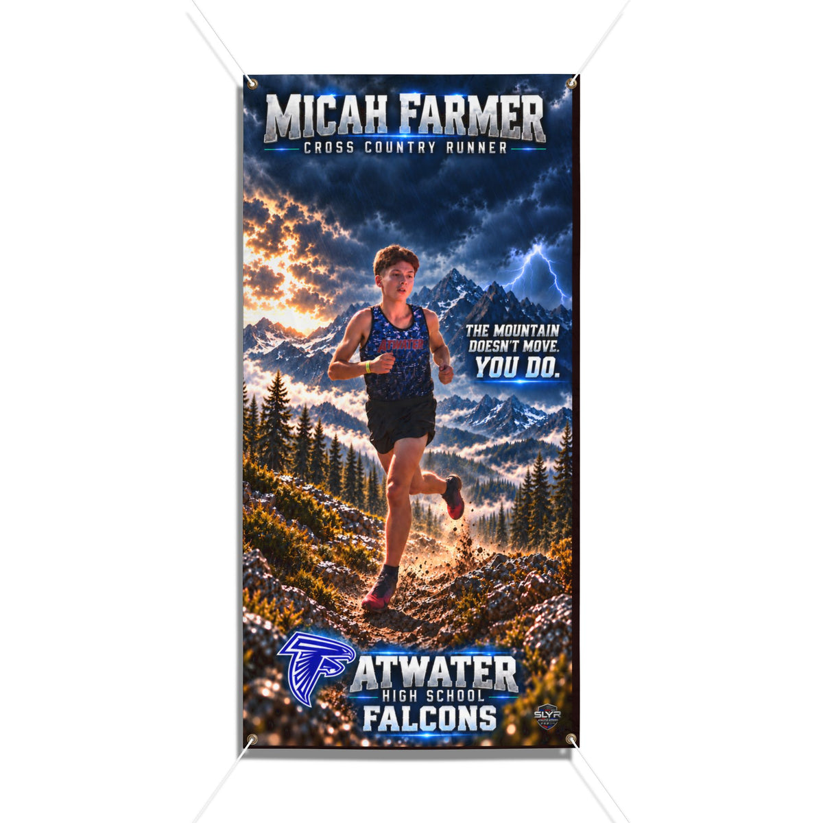 Micah Farmer personalized cross country vinyl banner - SLYR Apparel