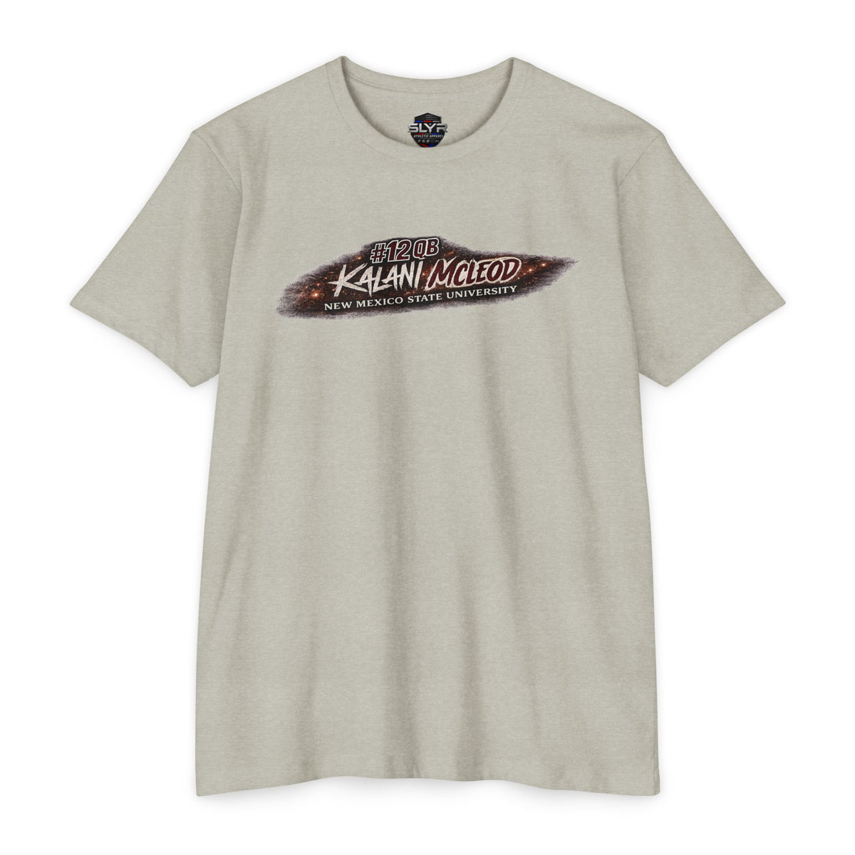 Kalani McLeod #12 New Mexico State football T-shirt by SLYR Apparel - product view 5