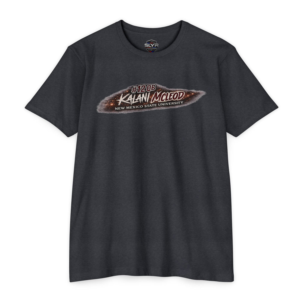 Kalani McLeod #12 New Mexico State football T-shirt by SLYR Apparel - product view 4