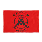 Si Vis Pacem Para Bellum Merced PD Range Team double-sided red and black flag