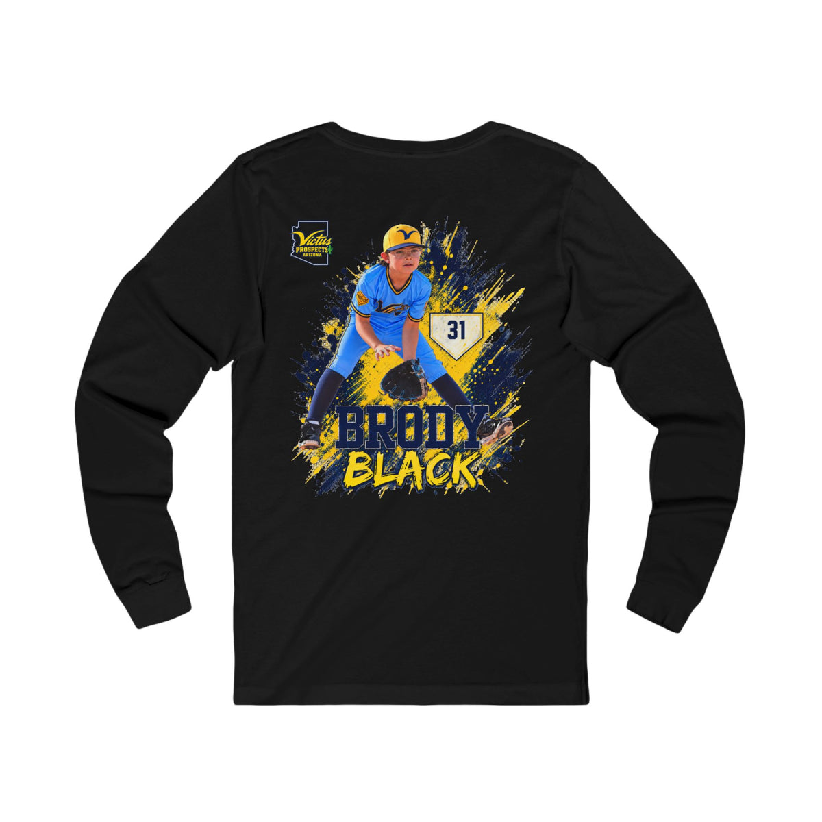 Brody Black #31 player graphic long sleeve baseball shirt - SLYR Apparel