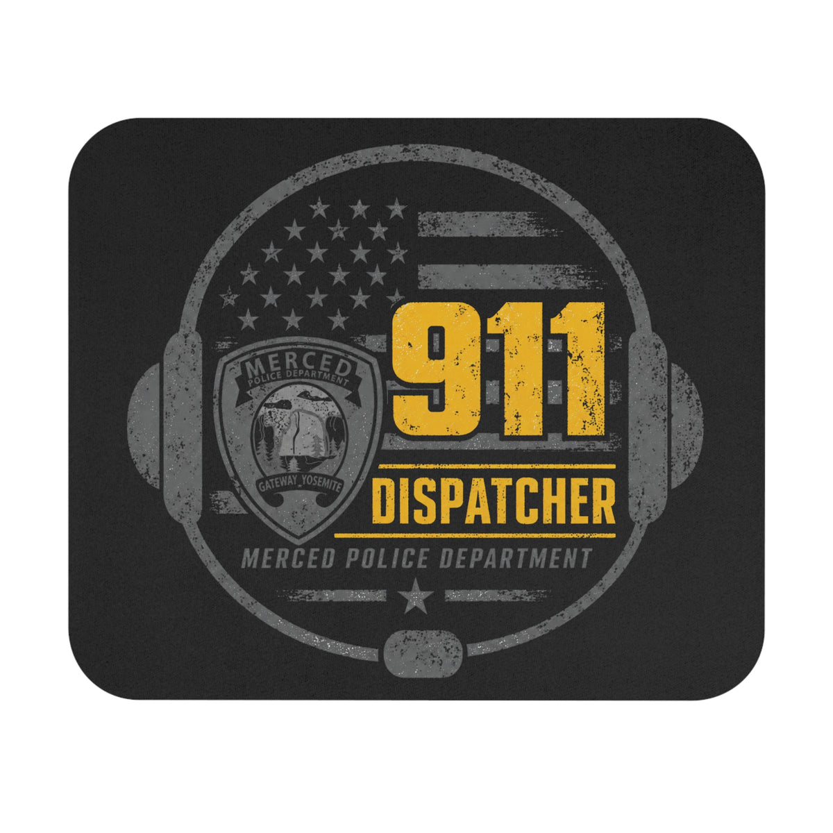 911 Dispatcher Mouse Pad — Merced Police Department 9"x8" by SLYR Apparel — product image 1