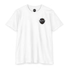 SLYR Apparel Shield T-shirt with distressed American flag and logo graphics