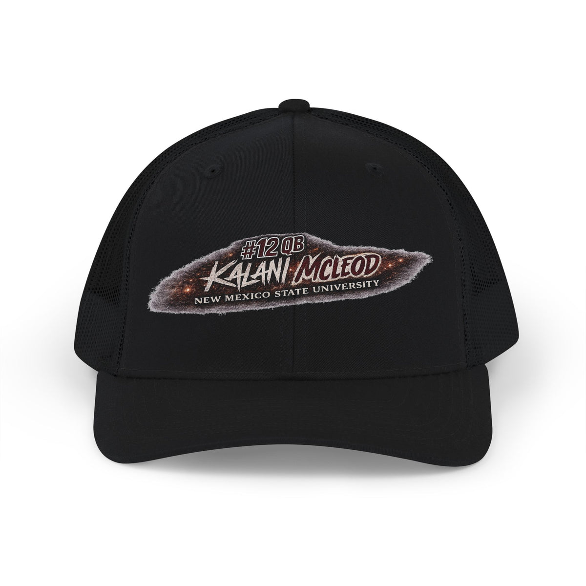 Kalani McLeod #12 New Mexico State trucker hat by SLYR Apparel - product view 2