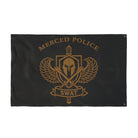 Black and gold Merced Police SWAT polyester flag for team or station display
