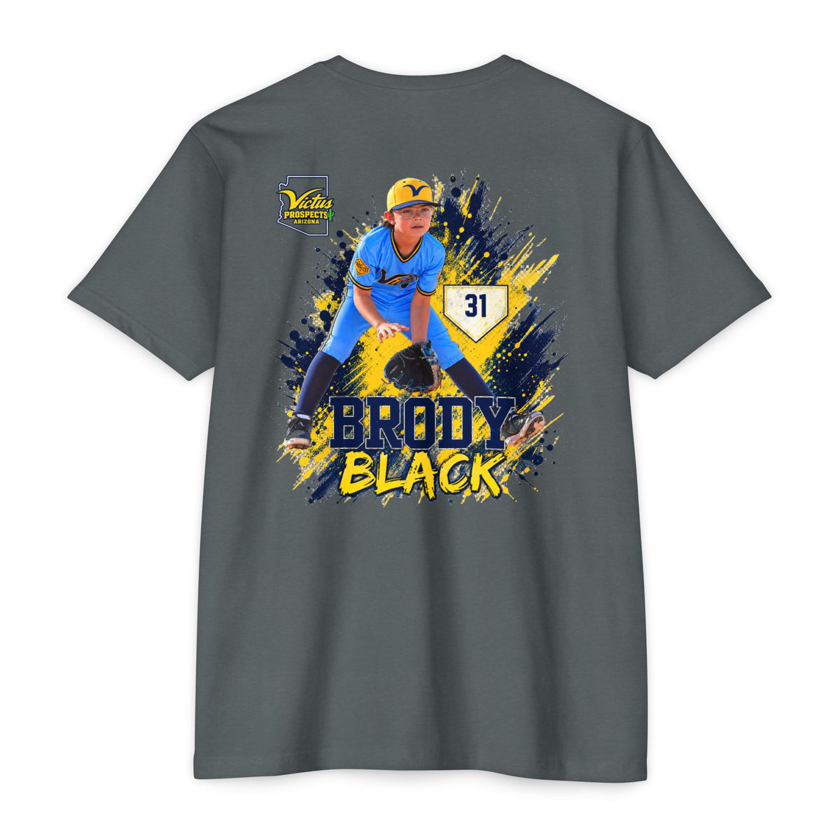 Brody Black custom baseball name and number tee - SLYR Apparel