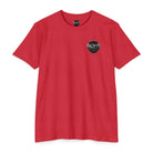 SLYR Apparel Shield T-shirt with distressed American flag and logo graphics