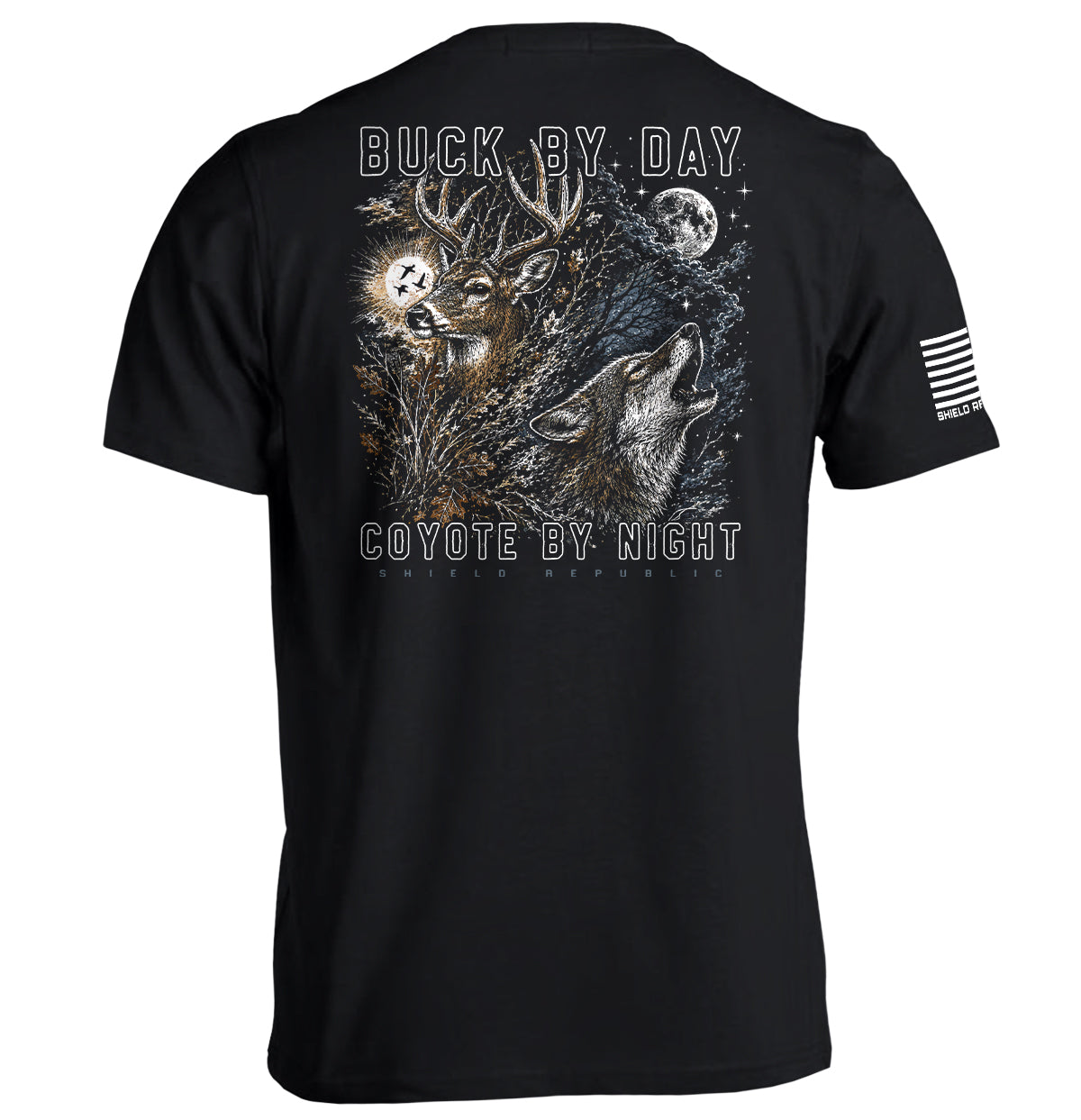 Buck by Day, Coyote by Night T-Shirt - SLYR Apparel