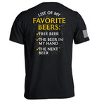List of My Favorite Beers T-Shirt - SLYR Apparel
