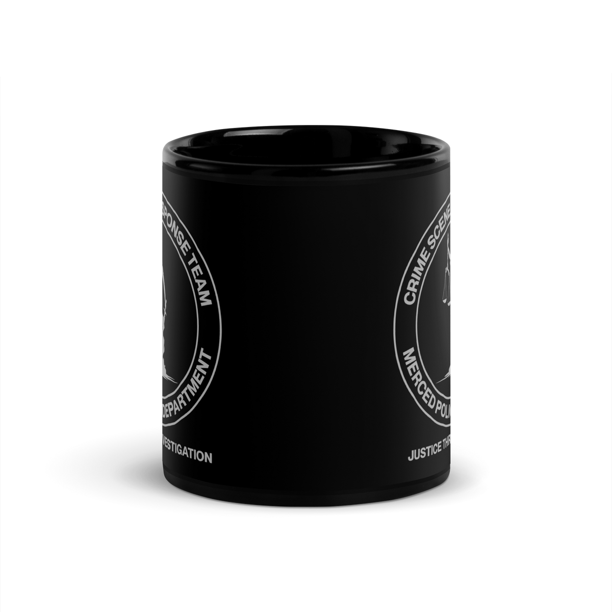 CSRT black ceramic coffee mug by SLYR Apparel — front view