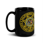 CDC Parole EMU black glossy ceramic coffee mug 15 oz – left-handle view – SLYR Apparel
