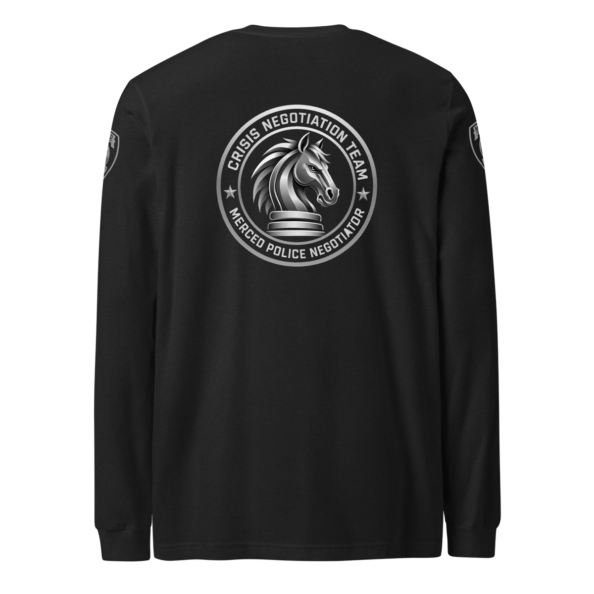 Back view of SLYR Apparel CNT Member Long Sleeve Shirt in black heather