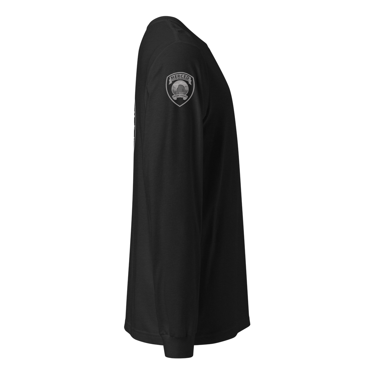 Right-side view of SLYR Apparel CNT Member Long Sleeve Shirt in black heather