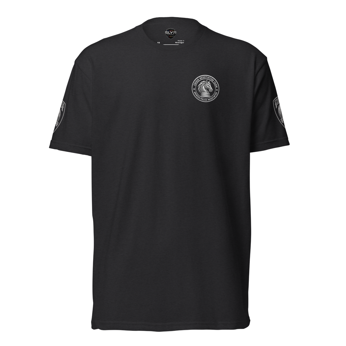Front view of SLYR Apparel CNT Member T-Shirt in black