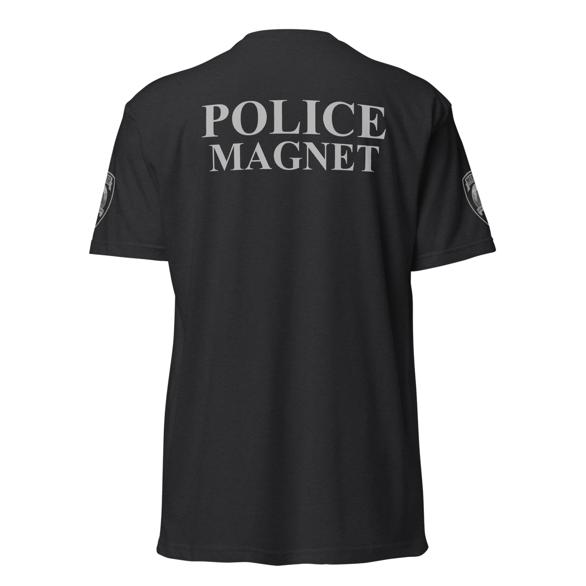 Back view of black SLYR Apparel MAGNET Task Force Police Raid T-Shirt