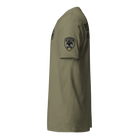 Left-side view of military green SLYR Apparel MAGNET Task Force Police Raid T-Shirt