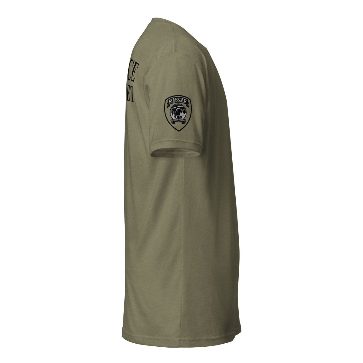 Right-side view of military green SLYR Apparel MAGNET Task Force Police Raid T-Shirt