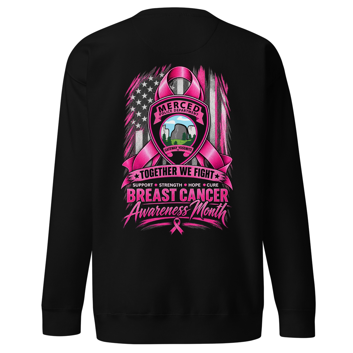 MPD Breast Cancer Awareness Sweatshirt by SLYR Apparel – back view